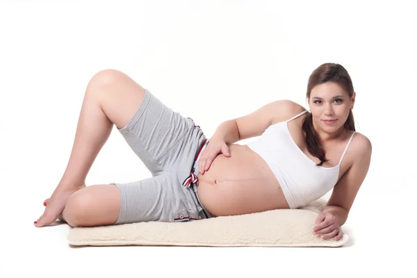 Těhotná žena fitness — Stock fotografie