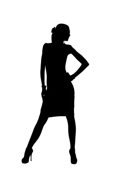 Silhouette einer schönen tanzenden Frau — Stockfoto