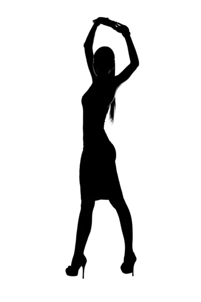 Sylwetka taniec pięknej kobiety — Zdjęcie stockowe