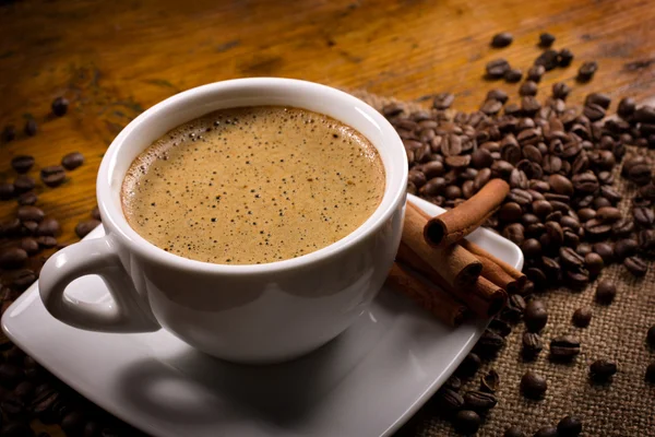 Vista superior de uma xícara de café expresso — Fotografia de Stock