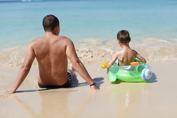 stock image Father and son at sea