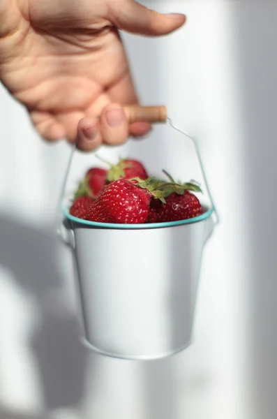 stock image Bucket of strawberries