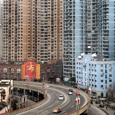 Urban highway in Shanghai clipart