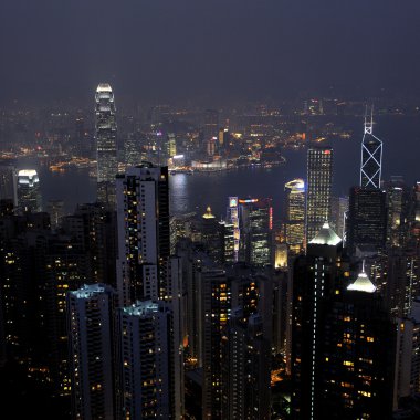 Hong Kong by night clipart