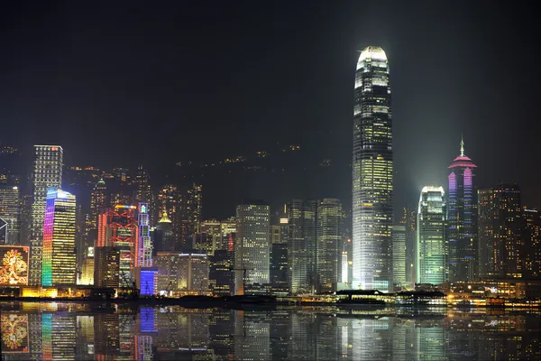 Scena notturna di Hong Kong, si può vedere l'inquinamento — Foto Stock