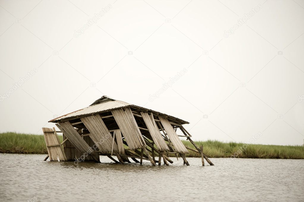 Collapsed stilt house