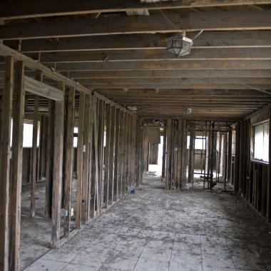 Inside destructed house after Hurricane Katrina, New Orleans, Louisiana clipart