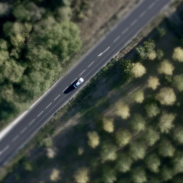 High angle view of car on road in France — Stock Photo, Image