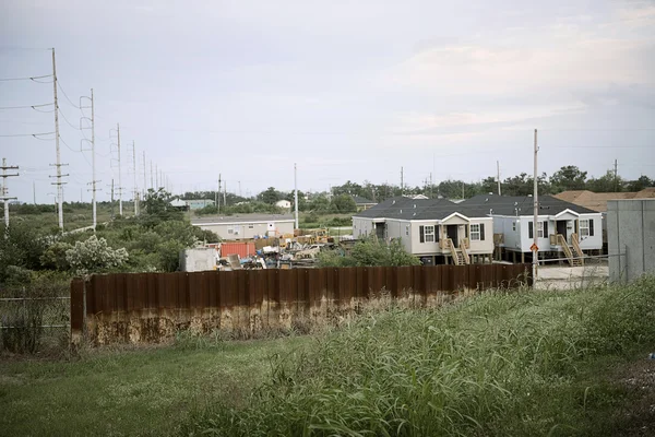 Уровень воды на ржавой стали после урагана Катрина — стоковое фото