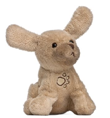 Brown stuffed animal in front of white background clipart