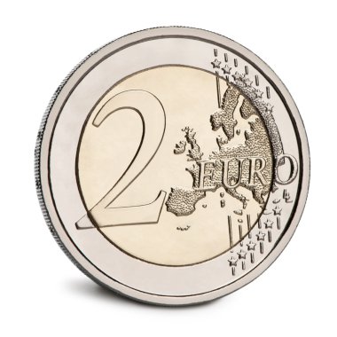 2 Euro Coin in front of white background clipart