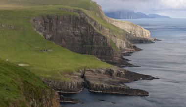 Scenic view of Mykines, Faroe Islands clipart