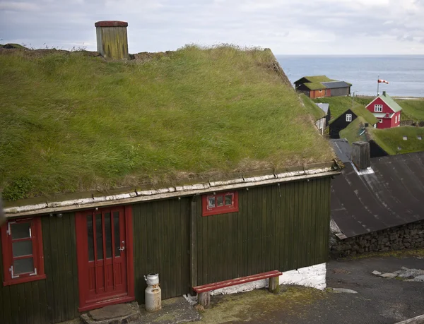 Domy ve vesnici ostrova mykines, Faerské ostrovy — Stock fotografie
