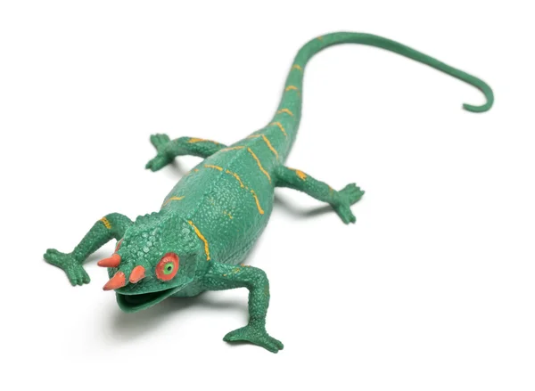 Zabawka kameleona przed białym tle — Zdjęcie stockowe