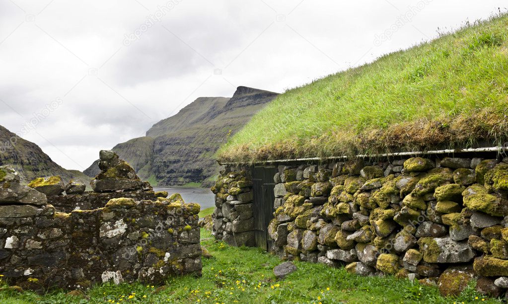 Old stone house in Faroe Islands