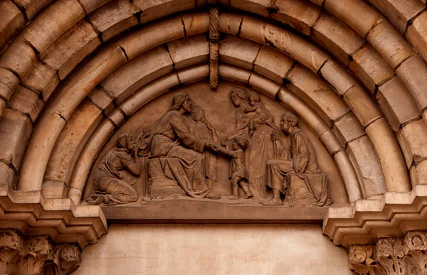 Mural on the facade of the church — Stock Photo, Image