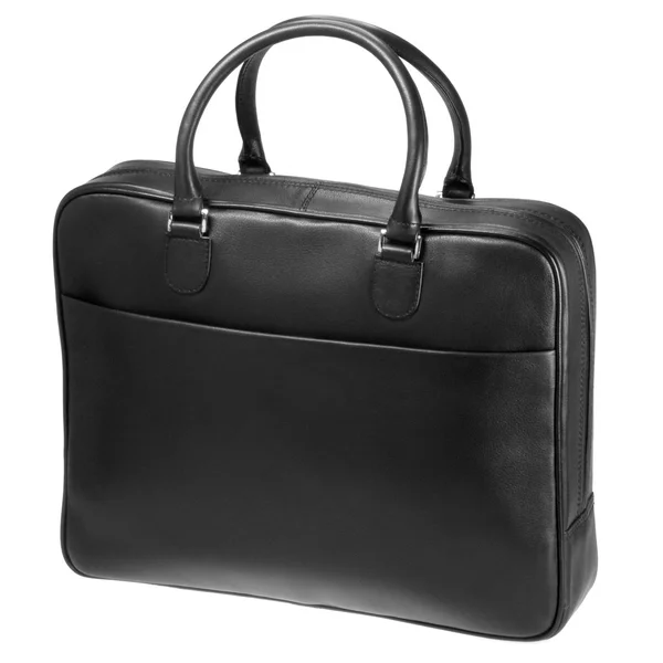 Black leather bag isolated on white — Stock Photo, Image
