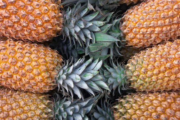 Close up of pile of fresh ripe pineapples — Stock Photo, Image