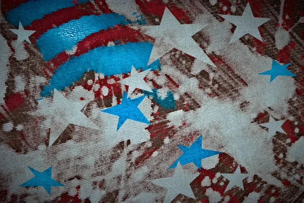 Farben der amerikanischen Flagge auf Leinwand gemalt, die den 4. Juli als Unabhängigkeitstag symbolisieren Stockbild