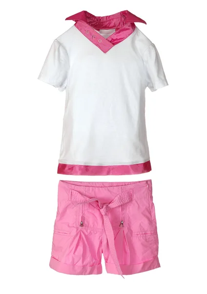 Pink shorts and t-shirt isolated on white — Stock Photo, Image