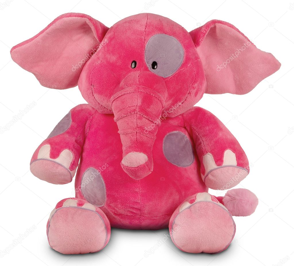 Pink funny elephant isolated on white background