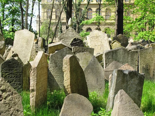 A Prága történelmi zsidó temető sírkövek — Stock Fotó