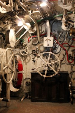Cockpit of an Italian submarine of World War I clipart
