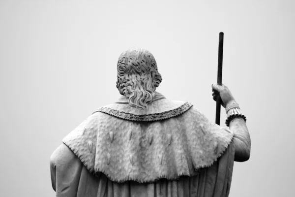 Staty av en kung med en Hermelin tittade på bakifrån — Stockfoto