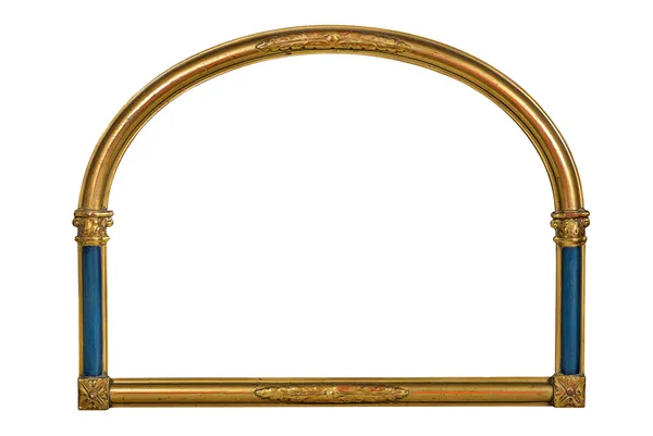 Античная золотая рамка с голубыми столбами — стоковое фото