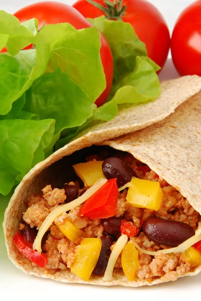 Burrito with meat and beans — Stock Photo, Image