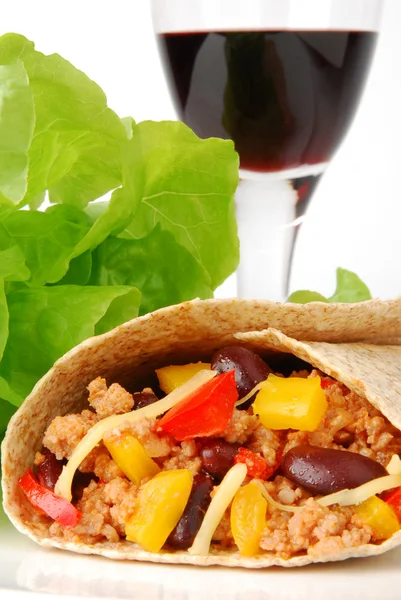 Burrito with meat and beans — Stock Photo, Image
