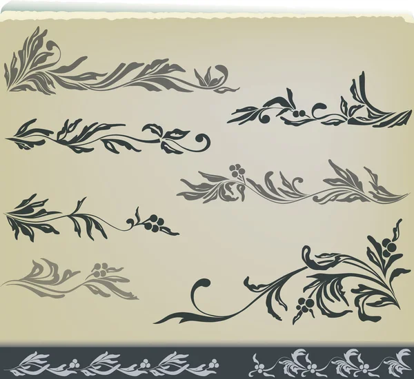 Conjunto de design de decoração floral vintage — Vetor de Stock