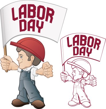 Cartoon style worker in bib overall clipart