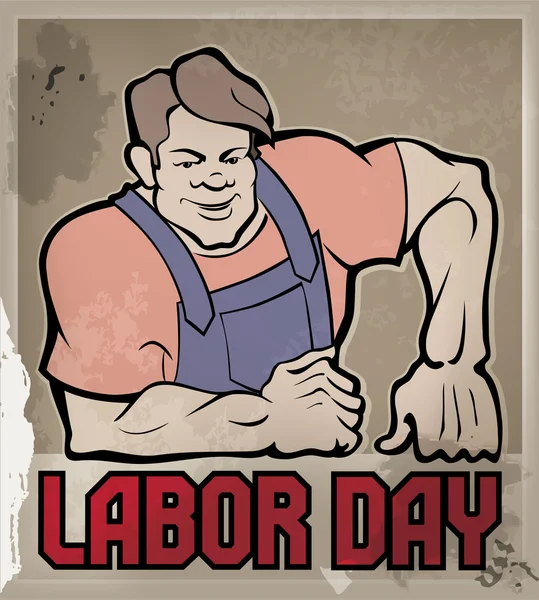 Hatalmas munkás poszter Labor Day tipográfia — Stock Vector