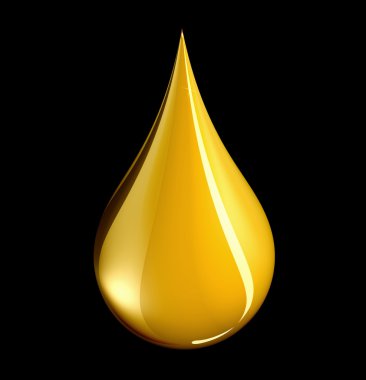 Tear shaped gold drop - with clipping path clipart
