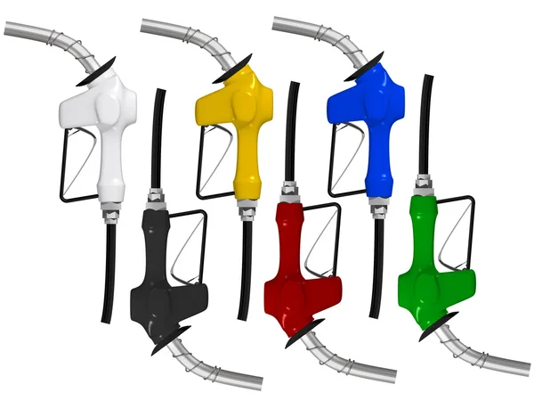 stock image Various Colored Gas Pumps