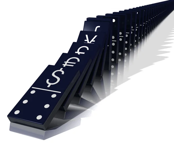 Efeito dominó econômico — Fotografia de Stock