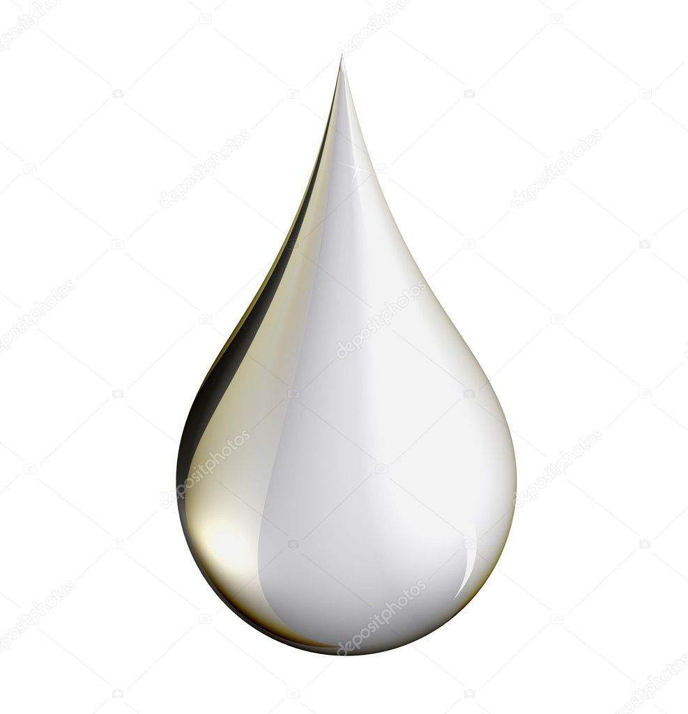 Tear drop of silver with clipping path