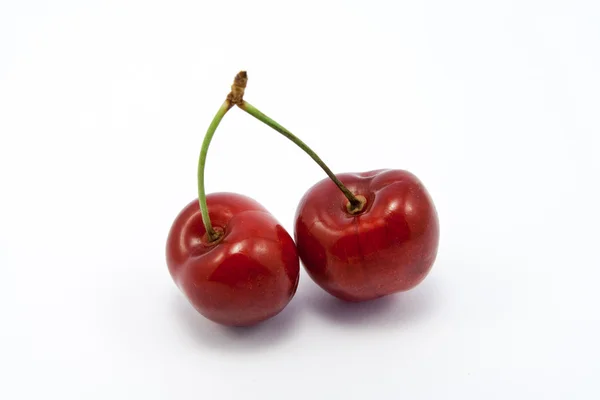 Two juicy ruby red cherries — Stock Photo, Image