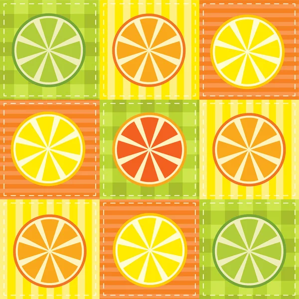stock vector Patchwork with lemon, lime, orange and grapefruit