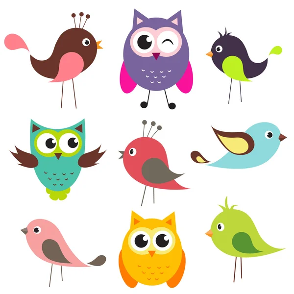 Vector set of cute birds — Stock Vector