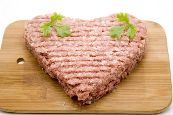 stock image Minced meat in heart form