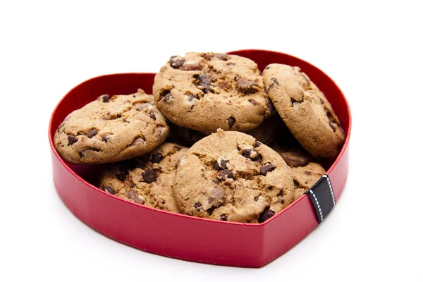 Csokoládé a szív cookie-k — Stock Fotó