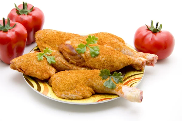 Chickens thigh with paprika and tomato — Stock Photo, Image