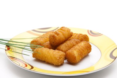 Croquettes fries with chives clipart