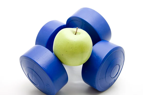 Blauwe halters met apple — Stockfoto