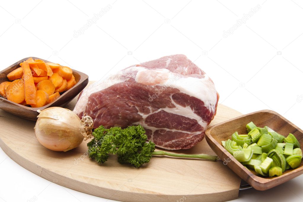 Pork raw with vegetables