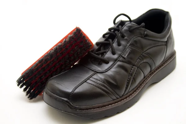 Muži boty boty štětcem — Stock fotografie
