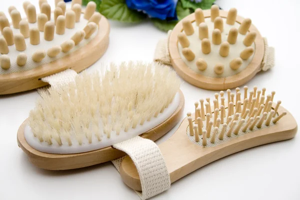 Massage brush with hairbrush — 스톡 사진