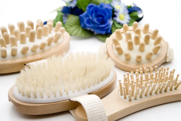 Massage brush with hairbrush — 스톡 사진